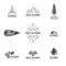 Set of outdoors, nature, wilderness vintage logos.