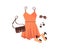 Set of outfit creator with summer fashion womens clothing dress shoes