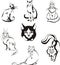 Set of outline cats