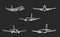 Set of outline chalk airplanes for Your design