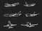 Set of outline chalk airplanes for Your design