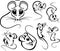 Set of outline cute mice