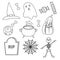 Set of outline elements of Halloween. Vector illustration