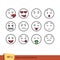 Set of outline emoticons