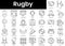 Set of outline rugby icons. Minimalist thin linear web icon set. vector illustration