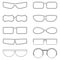 Set of outline transparent icons of glasses of different shapes. Vector Illustration.