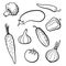 Set of outline vector vegetables