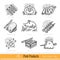 Set of Outline Web Icon. Meat Grill BBQ Pork Products