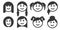 Set of outline woman hair style emoticons