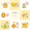 Set of outlined honey and beekeeping vector icons