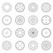 Set of outlines of gear wheels, vector illustration