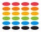 Set of oval starburst badges, colorful sunburst label collection, isolated on white background - Vector