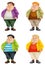 Set of overweight male cartoon character