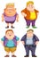 Set of overweight male cartoon character