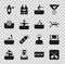 Set Paddle, Water volleyball net, Scuba diver, skiing man, gymnastics, polo, Kayak and paddle and Swimmer icon. Vector