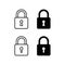 Set of padlock or lock icon vector. Safe and security symbol