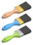 Set of paint bristle brushes for repair work and construction on white.