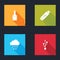 Set Paint brush, USB flash drive, Cloud with snow and icon. Vector