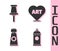 Set Paint spray can, Push pin, Tube with paint palette and Heart with text art icon. Vector