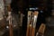 Set of paintbrushes ready to make a picture in art studio