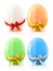 Set of painted easter eggs with bows