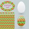 Set with painted Easter eggs and design details zenart style. Motley spring ornamental brush seamless pattern and frame for announ
