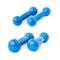 Set of Pair Plastic coated dumbells isolated over the white background