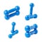 Set of Pair Plastic coated dumbells isolated over the white background