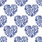 Set of paisley blue indigo eastern outline heart mandala folk henna tattoo textile texture fabric paper print background backdrop