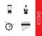 Set Pan flute, African djembe drum, Drum with sticks and Electric bass guitar icon. Vector