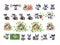 Set panda bear in business suit stickers emoticons