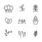 Set of pant and tree related icon line