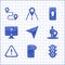 Set Paper airplane, Infographic of city map navigation, Traffic light, Map marker with silhouette person, Exclamation in