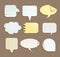 Set of paper notes speech bubbles. Vector illustration.