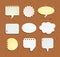 Set of paper notes speech bubbles. Vector illustration