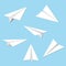 Set of paper planes icon flat design on blue background.