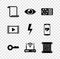 Set Paper scroll, Eye, Air conditioner, Key, Router and wi-fi and icon. Vector