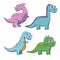 set of parasaurolophus with diplodocus and thescelosaurus with triceratops dinosaur