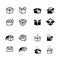 Set of parcel box, open box icons set