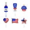 Set of party balloons with colors of american flag