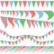 Set of party flag garlands, flags in wind waving. Vector drawing for the design of cards, posters, greeting cards, weddings.