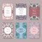 Set of pastel card templates with ethnic patterns