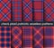 Set  Patriotic Check Plaid Seamless Pattern Background