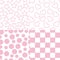 Set pattern with chevron hearts, stars, circle, checkered