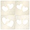 Set of patterned background decorations. Golden cover templates for greeting cards. Frames of hearts for Valentines Day