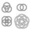 Set patterns intertwined rings, vector logo tattoo plexus circles, pattern of intertwined circles