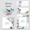 Set of patterns for text with a floral pattern on a white background. Drawn vintage flowers for business cards, bookmarks,