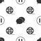 Set Pause button, Speech bubble chat and Film reel on seamless pattern. Vector