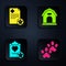 Set Paw print, Clipboard with medical clinical record pet, Clipboard with medical clinical record pet and Dog house. Black square