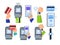 Set of payment type icons. Flat style contactless and cashless payment stickers